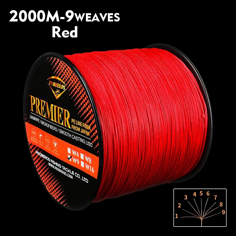 

Super Strong 9 Weaves Fishing Line Multifilament PE Braided Wire 2000M Saltwater Fishng Wire 9 Strands 30LB-310LB