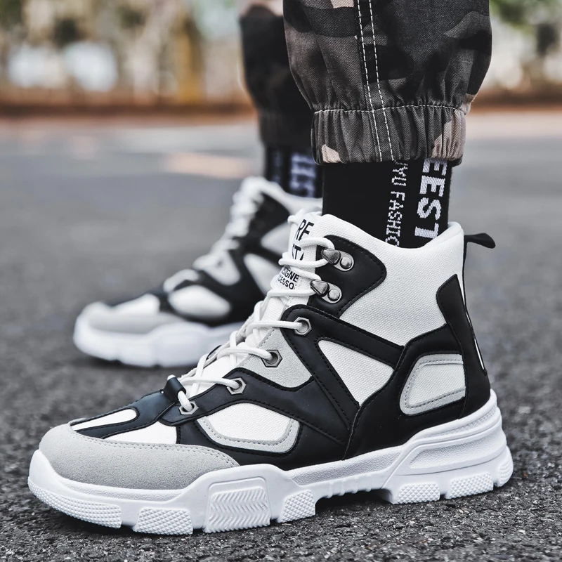 Мужские ботильоны в западном стиле Стильные разноцветные ботинки на толстой