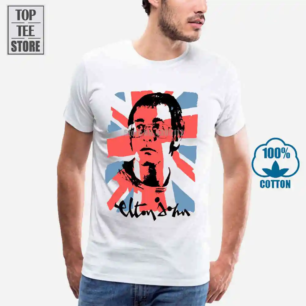 Мужская хлопковая футболка Elton John 'Union Jack' с короткими рукавами официальная