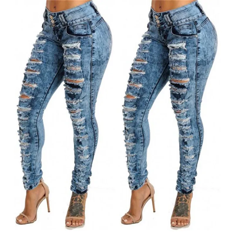 Новые поступления модные женские джинсовые узкие брюки с завышенной талией