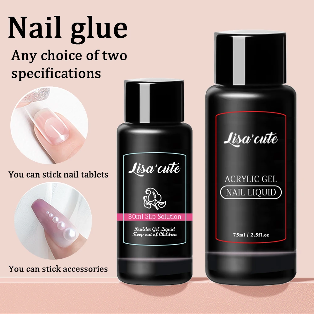 30ml/75ml Acrylic Nail Gel Liquid nail art Polish Nails Permanent Liquid Slip Solution Quick Extension Tools