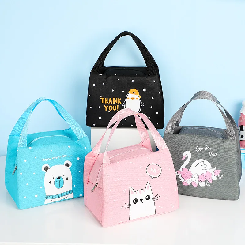 

Portable Cartoon Animal Print Lunch Bag Kids Travel Thermal Insulated Lunch Box Cute Milk Bottle Pouch Tote Food Picnic Bags