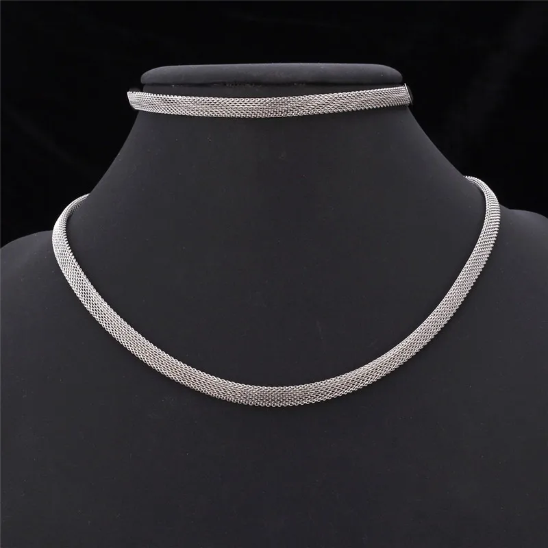 16 30 дюймов цепочка змейкой плоского плетения воротник в стиле панк браслет