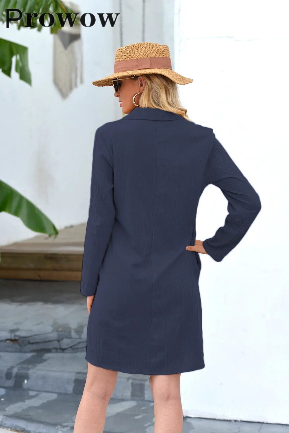 

Prowow Autumn Winter Women Fashion Long Sleeve Mini Dress Ladies Solid Casual Streetwear Notched Collar Pullover Dresses S-4XL