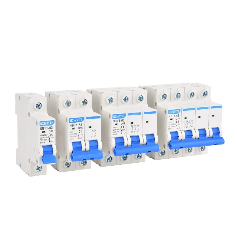CHYT NBT1-63 1P Бытовая прозрачная Din-рейка AC 230/400V 63a 6KA C-типа воздушный выключатель