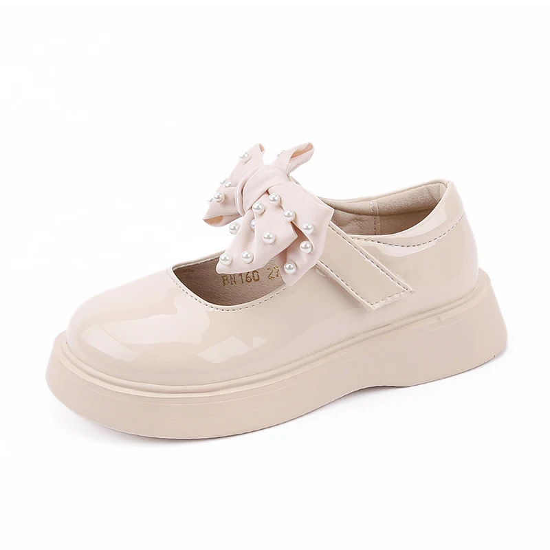 

New Grils Leather Shoes Casual Girls Autumn Winter Kids Pu Show White Shoes Children's Black Pink size 21-33 Flats