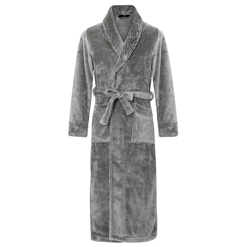 Мужской зимний удлиненный толстый теплый фланелевый флисовый халат для мужчин s