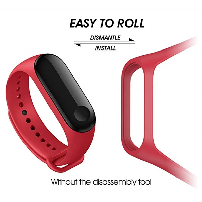 Спортивный ремешок для Mi Band 3 4 силиконовый наручных часов браслет MiBand аксессуары