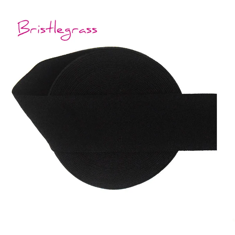 Black BRISTLEGRASS 5 Ярд " 25 мм твердые матовые не-блестящие складывающиеся эластичные враг повязка из спандекса резинки для волос платье с повязкой DIY швейная отделка - Цвет: Black