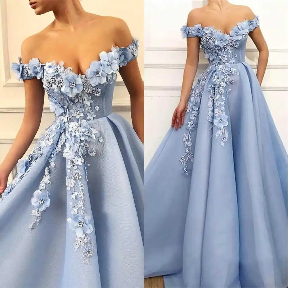 

Charming Graduation Dresses Tulle Flowers Pleat Sweetheart Off-Shoulder Zipper A-Line Gowns Novia Do 2021 New Party