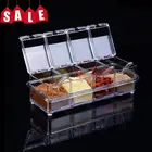 4 шт.лот, новинка, органайзер для кухни, коробки для хранения специй, приправа, банка, прозрачная бутылка для сахара, соли, кухонные аксессуары для дома