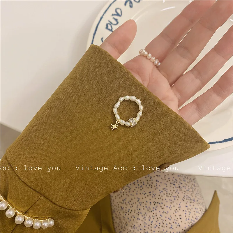 Кольцо AOMU круглое с имитацией под жемчуг женское элегантное вечернее вечерние