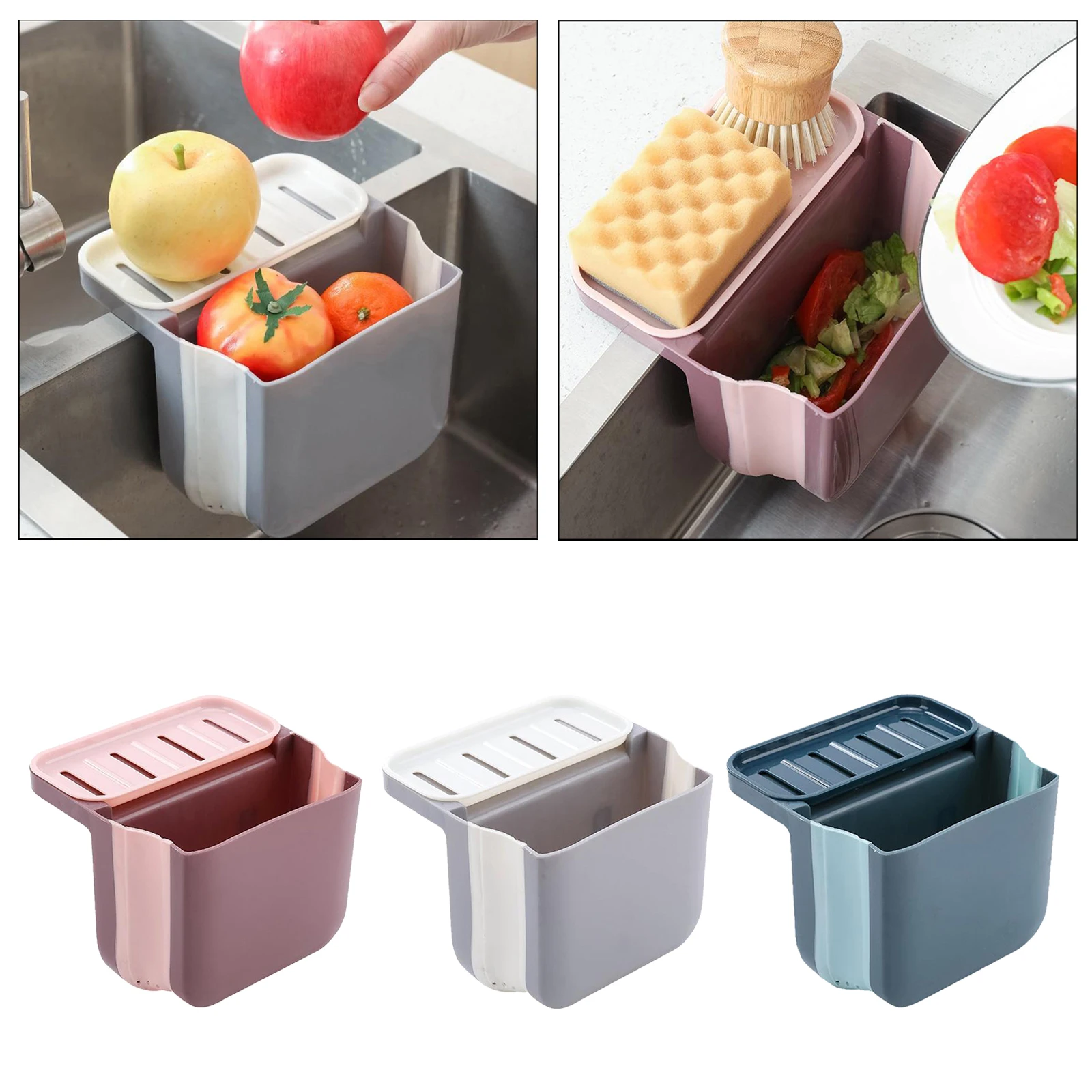 

1pcs Sink Caddy Sponge Holder Hanging Basket Organizer Drain Rack Holder
