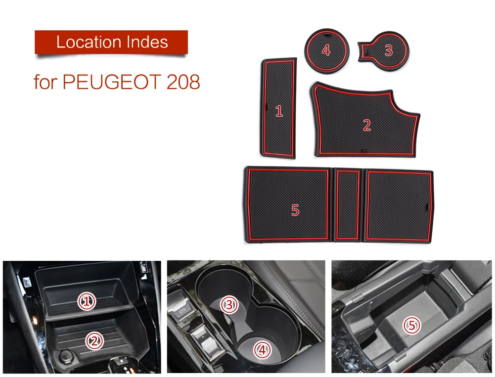 

For Peugeot 208 e-208 2020 2021 GT Anti-Slip Gate Slot Cup Mat Accessories Door Pad Non-Slip Mats Car Sticker Holder