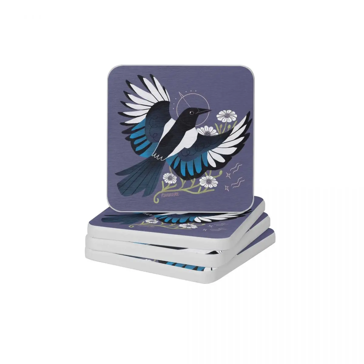 

Знакомые европейские Magpie Diatom Square Round Coaster Нескользящие Коврик для мыла и зубной щетки 10x10 см