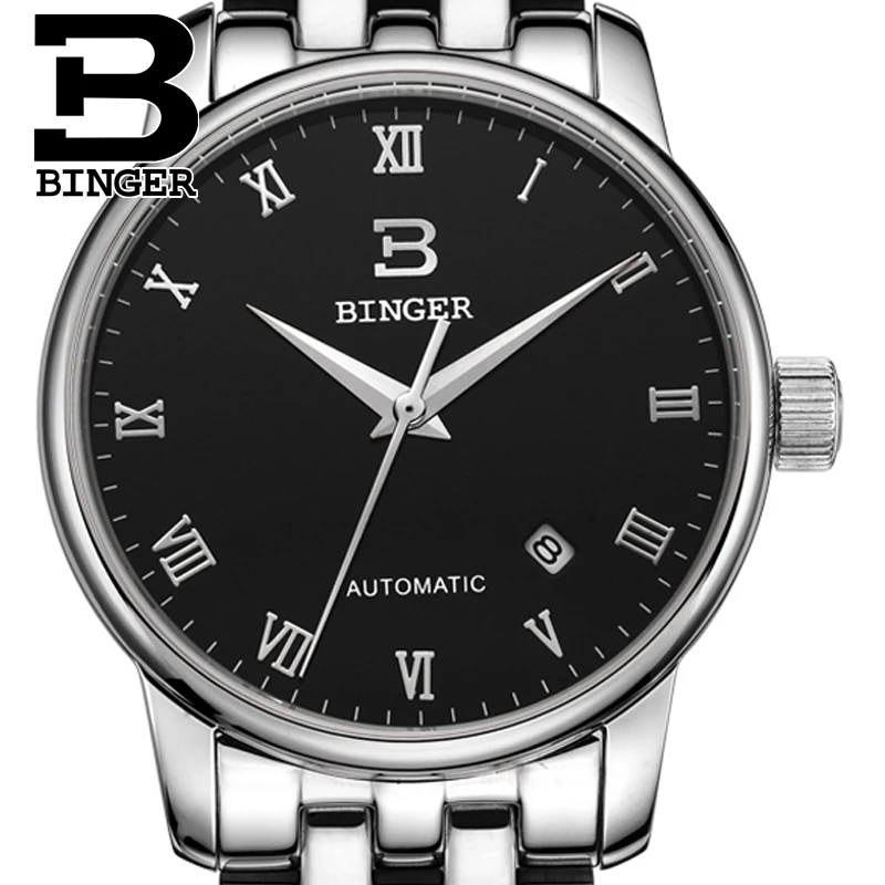 Швейцарские часы мужские роскошные Брендовые Бингер деловые механические