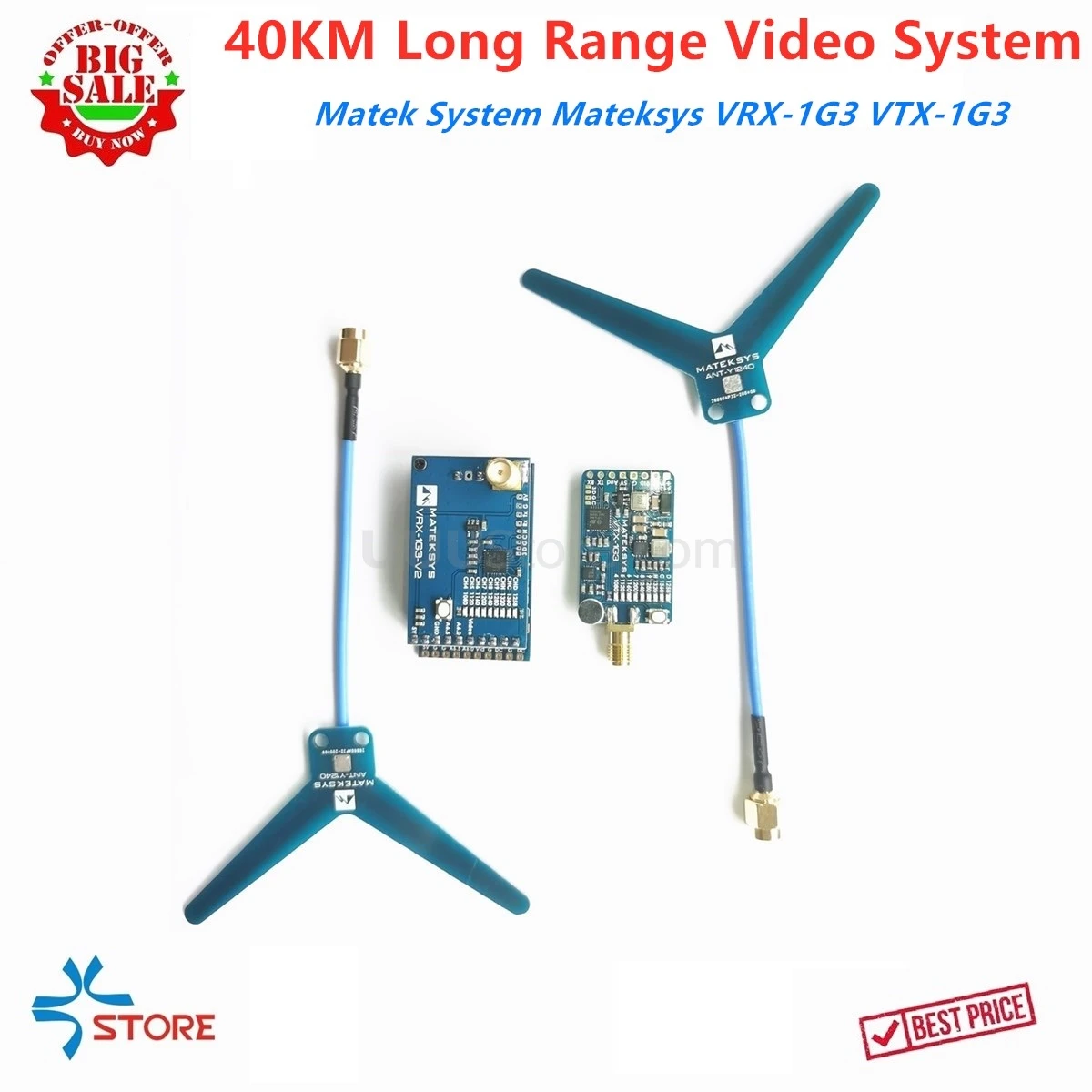 40KM Matek System Mateksys VRX-1G3 VTX-1G3 1.3GHz FPV 2CH-9CH 630mW Video Transmitter Wid Band Receiver RC Drone Long Range