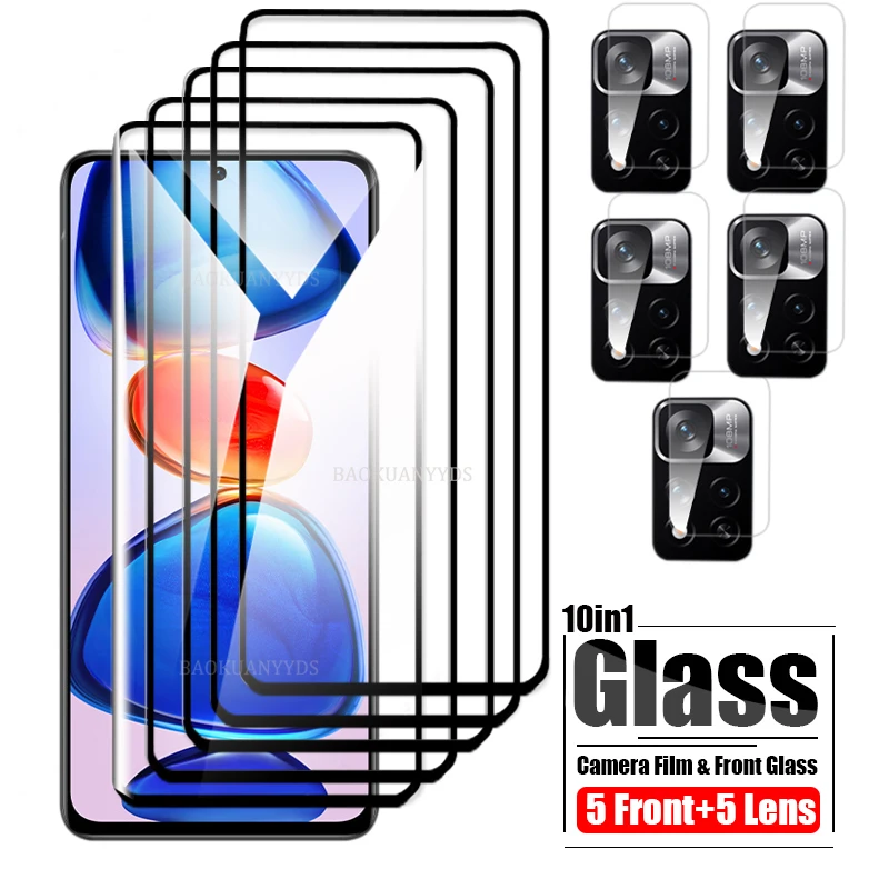 

On Redmi Note 11 Pro Plus Tempered Glass For Xiaomi Redmi 10 9 9A 9C NFC Note 10 Pro Max 10S 9S Screen Protector Camera Len Film