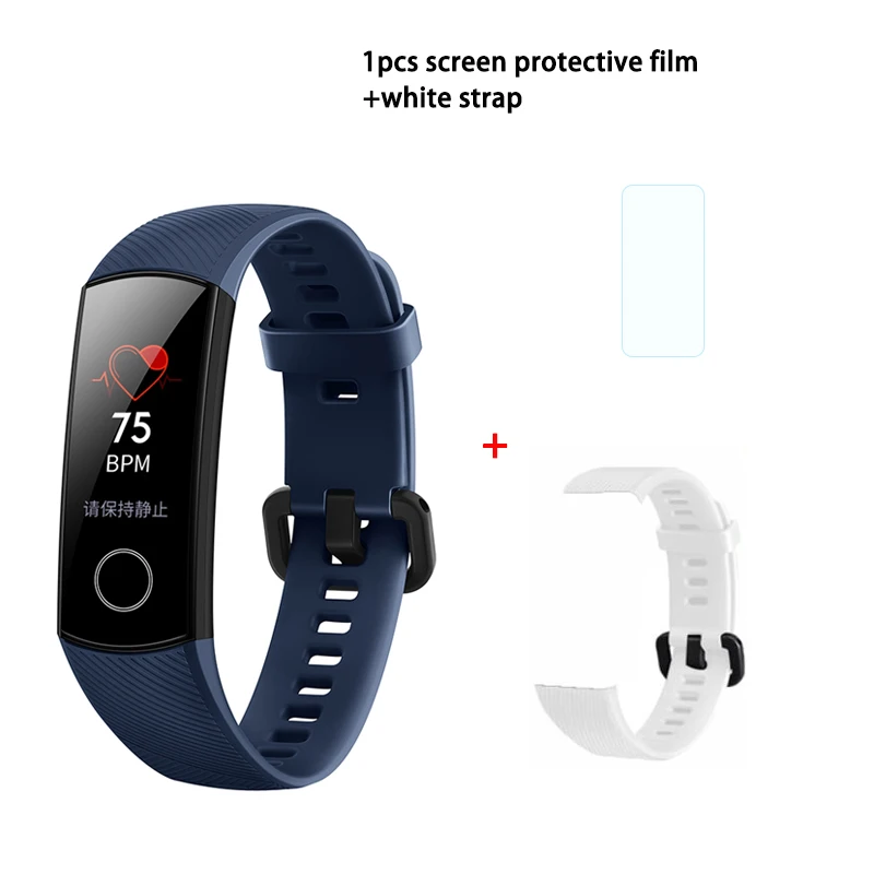 Blue n white strap Фитнес-трекер HUAWEI Honor Band 4 6-осевым инерционным монитор сердечного ритма полный сенсорный экран AMOLED Цвет Экран смарт-браслет - Цвет: Blue n white strap