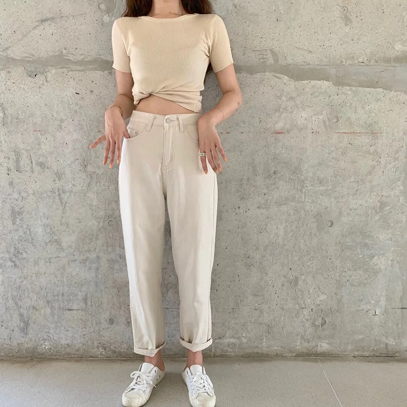 Летняя женская трикотажная футболка с коротким рукавом шикарная однотонная