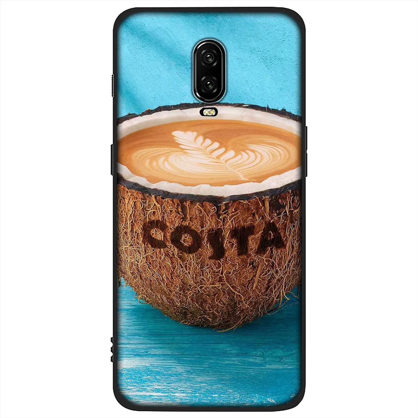 IYICAO Fruit Coconut In Blue Sky Beach Soft Silicone TPU Black Phone Case for OnePlus 7T 7 Pro 6T 6 5T 5 One Plus 7Pro Cover |