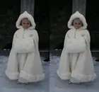 Зимняя теплая шаль из искусственного меха с цветочным принтом для девочек, шаль из белого и цвета слоновой кости, накидка, куртка, болеро, болеро, свадебные платья для маленьких детей
