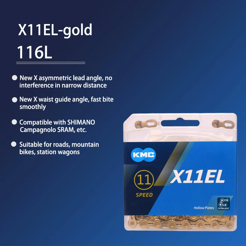 Original Boxed KMC chain 9/10/11 Speed Chain X10EL X11EL X10SL X11SL Gold/Silver Ultralight MTB Road Bike Bicycle | Спорт и