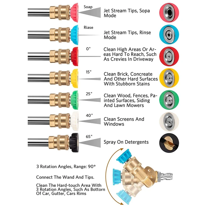 Набор насадок для мойки высокого давления Поворотный адаптер быстрого разъема