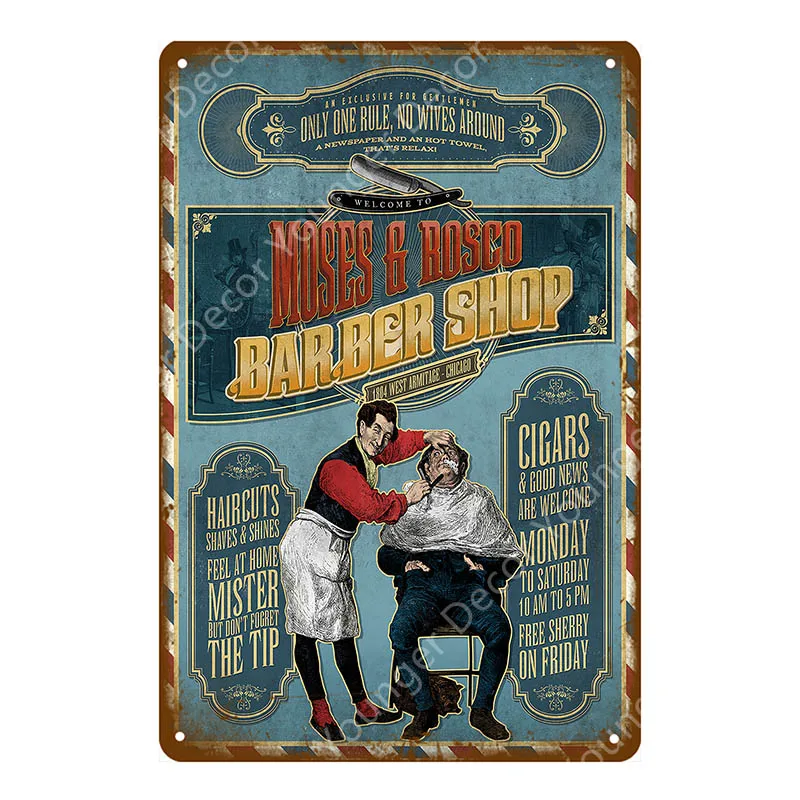 Barber Shop Metal Signs Haircuts And Shaves Advertising Decorative Board Home Wall Decor Hairdresser Gift Vintage Poster YI-165 - Цвет: YD7793BI