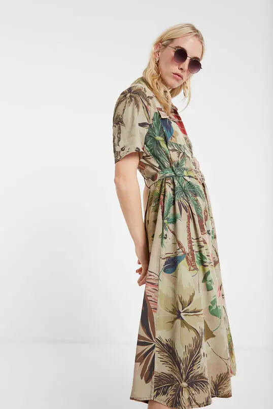 Камуфляжное облегающее модное платье в испанском стиле с коротким