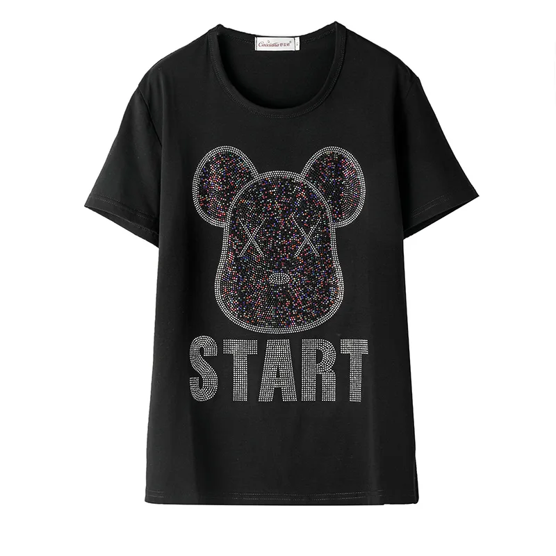 

Женская футболка с круглым вырезом, черная свободная футболка с круглым вырезом, модель T144, лето 2020