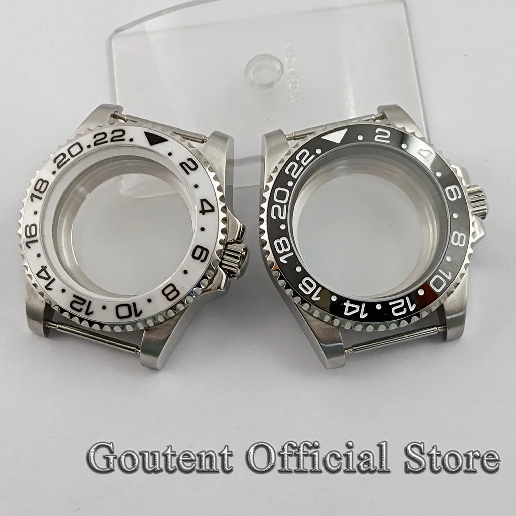 

Goutent 40mm New Silver Watch Case With White Chapter Ring Ceramic Bezel For NH35 NH36 ETA2824 PT5000 Seagull ST2130 Movement