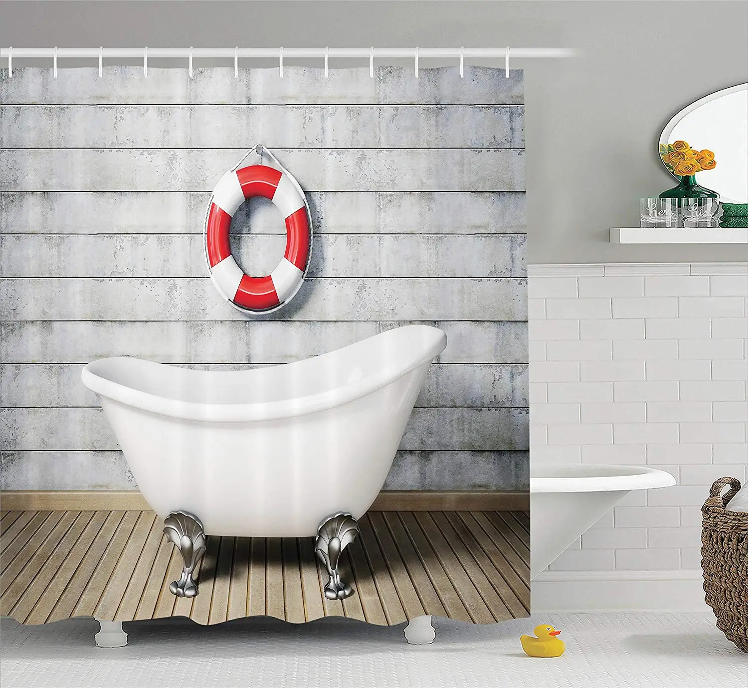 Винтажная декоративная душевая занавеска в комплекте винтажная ванная комнате