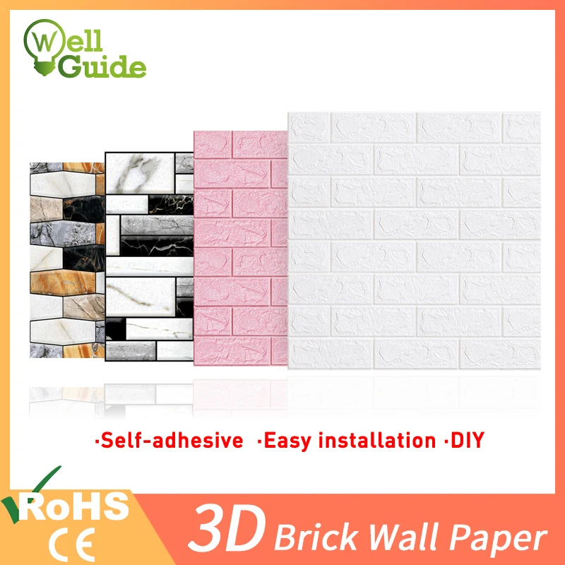 3D настенная бумага с имитацией кирпича и мрамора водонепроницаемая декор для