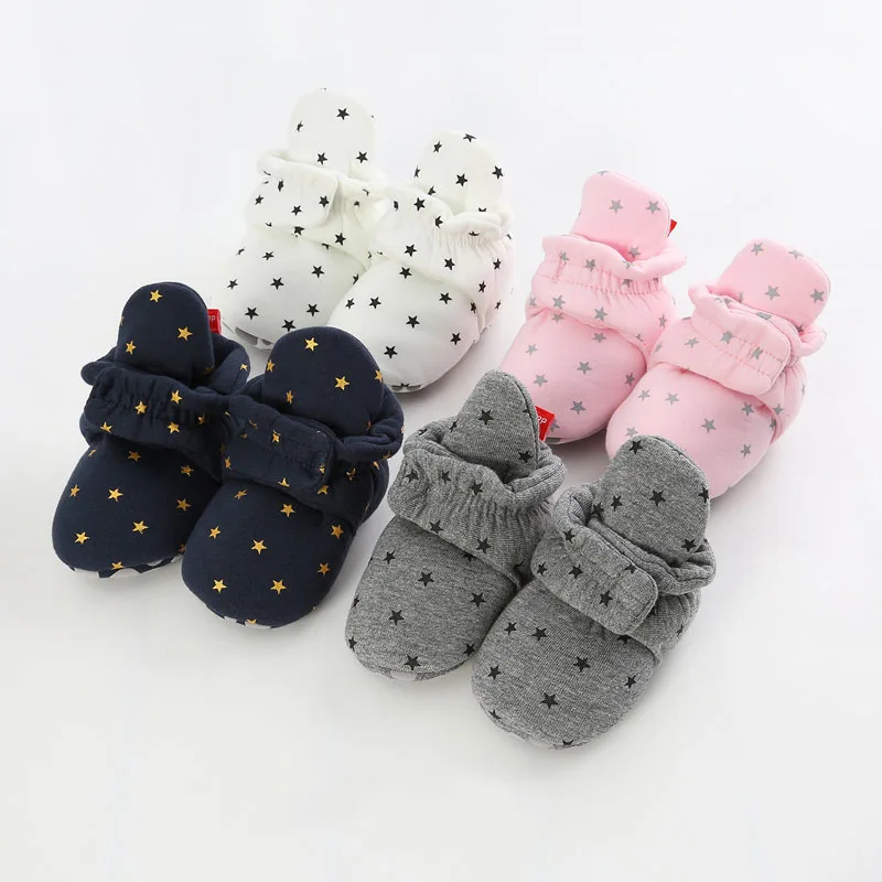 

2019 Baby Newborn Baby Socks Shoes Boy Girl Star Toddler First Walkers Booties Cotton Soft Winter Warm Boots
