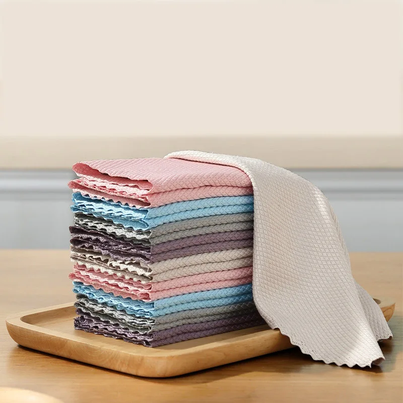 

Dry Quick Microfiber Fish Scale Cloth Strong Water Absorption Fish Scale Wipe Cloth Household Lint Free Fish Scale Rag for Glass