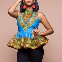 womens sleeveless printed ultra short dress with lotus leaf edge african style dashiki top clothes for women jq 10007