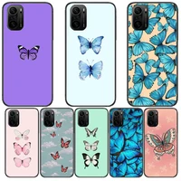 beautiful butterfly pattern phone case for xiaomi redmi poco f1 f2 f3 x3 pro m3 9c 10t lite nfc black cover silicone back prett