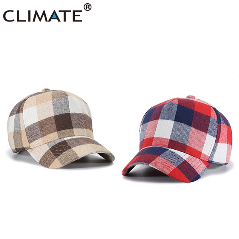 Модная клетчатая бейсболка CLIMATE шапка в клетку хлопковая без логотипа кепки