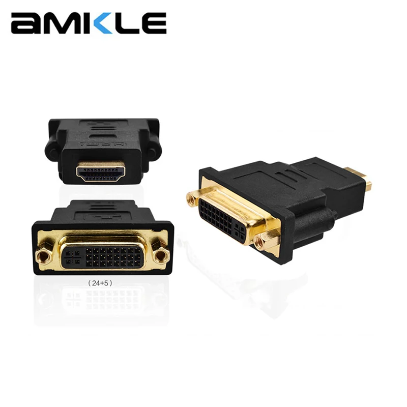 Адаптер преобразователь Amkle DVI 24 + 5 мама в HDMI совместимый штекер для HD ТВ ЖК ПК