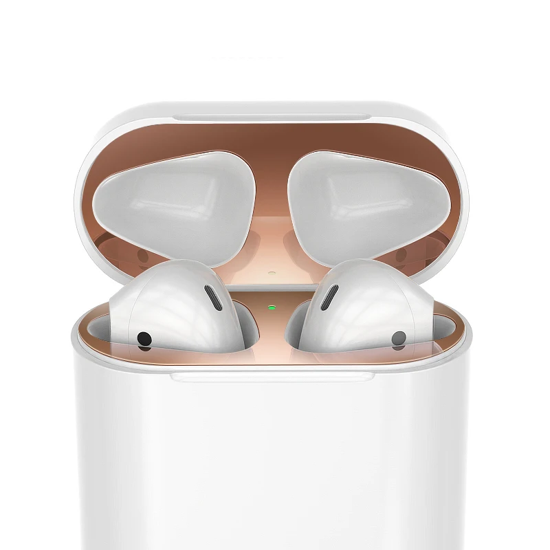RoseGold1GWireless Для Apple Air Pods металлическая защита от пыли Защитная Наклейка Bluetooth наушники поколение 1 2 крышка Пылезащитная царапина наклейка - Цвет: RoseGold1GWireless
