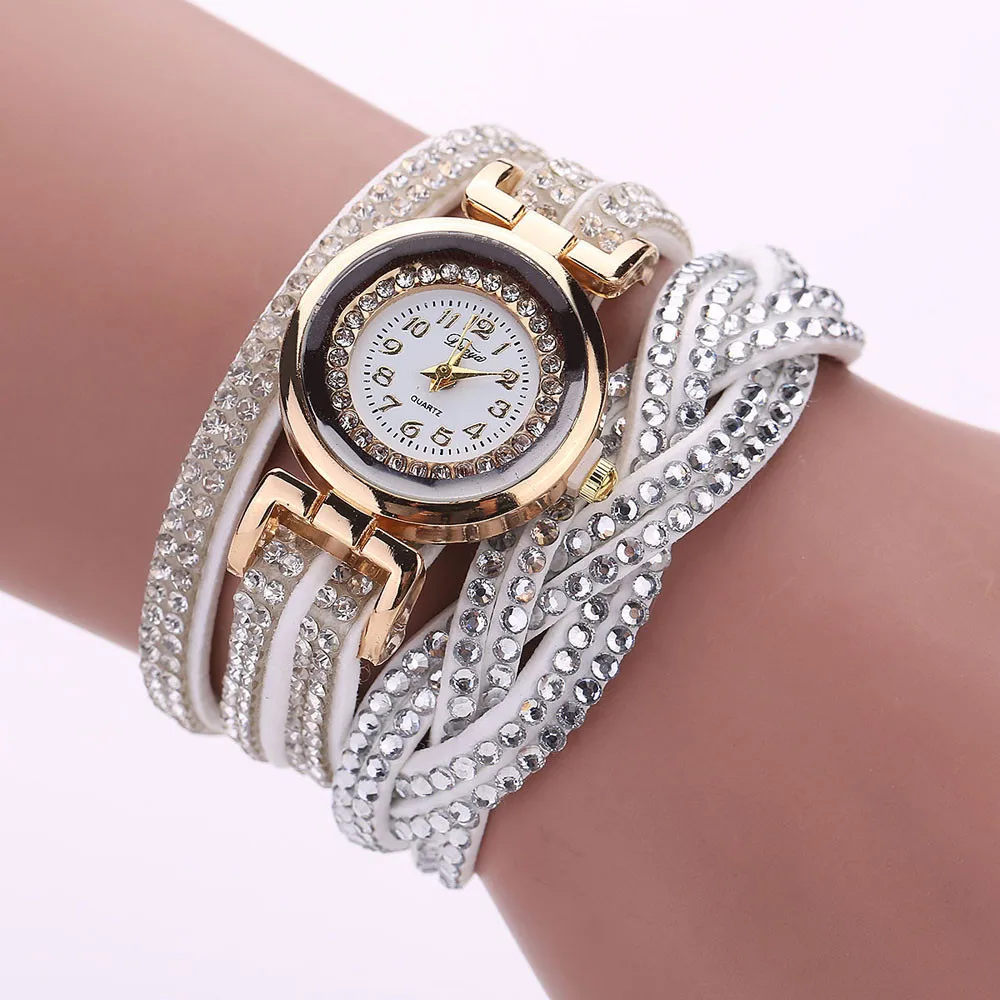 

Women Luxury Crystal Women Gold Bracelet Quartz Wristwatch Rhinestone Watches Lady watch Kwarts dameshorloge van hoge kwaliteit