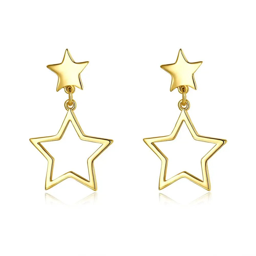Gold Color Stud Earrings for Women Star Shape Earring Wedding Party Fashion Jewelry Drop shipping Wholesale | Украшения и