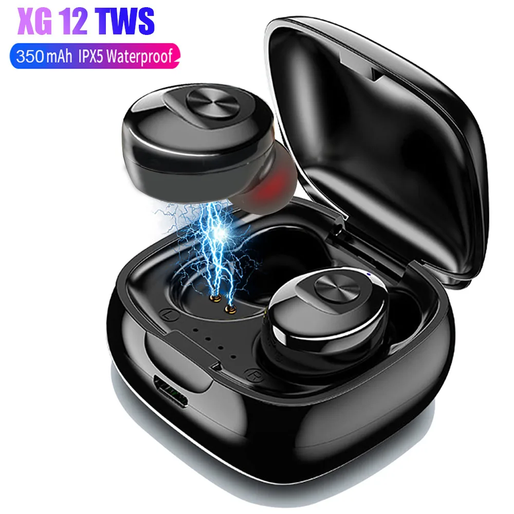 B5 TWS Bluetooth наушники беспроводные наушники 5,0 сенсорное управление водонепроницаемый 6D стерео Спорт Музыка гарнитура 300 мАч зарядная коробка - Цвет: XG 12
