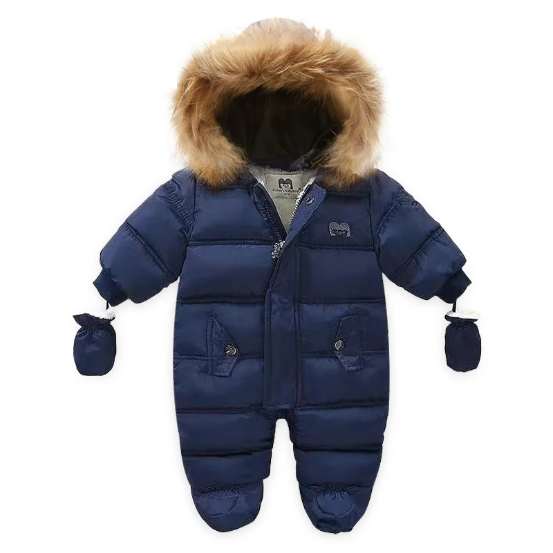 Navy blue Ircomll/зимняя одежда для новорожденных; комбинезон с капюшоном для малышей; флисовая одежда для мальчиков и девочек; Осенние Комбинезоны; Верхняя одежда для детей - Цвет: Navy blue