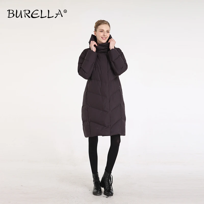 Женский пуховик BURELLA толстая однотонная хлопковая куртка с высоким воротником