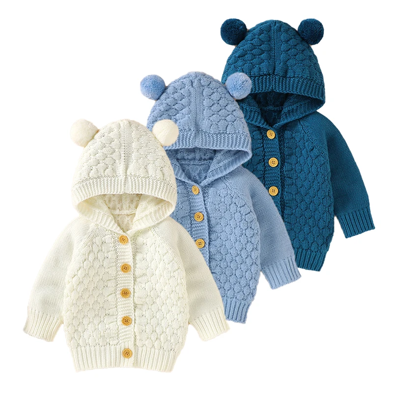 

Детское трикотажное пальто с капюшоном, с длинным рукавом