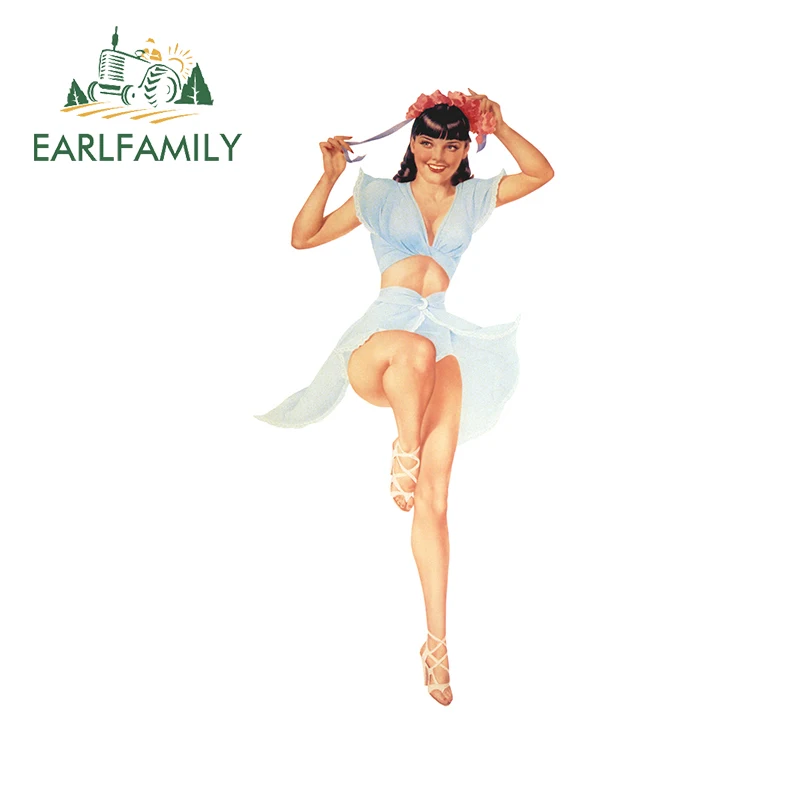 

EARLFAMILY 13cm x 6.3cm for Classic Pin Up Girls Car Stickers Sunscreen Fashionable Decals Laptop Windows Decor Car Styling