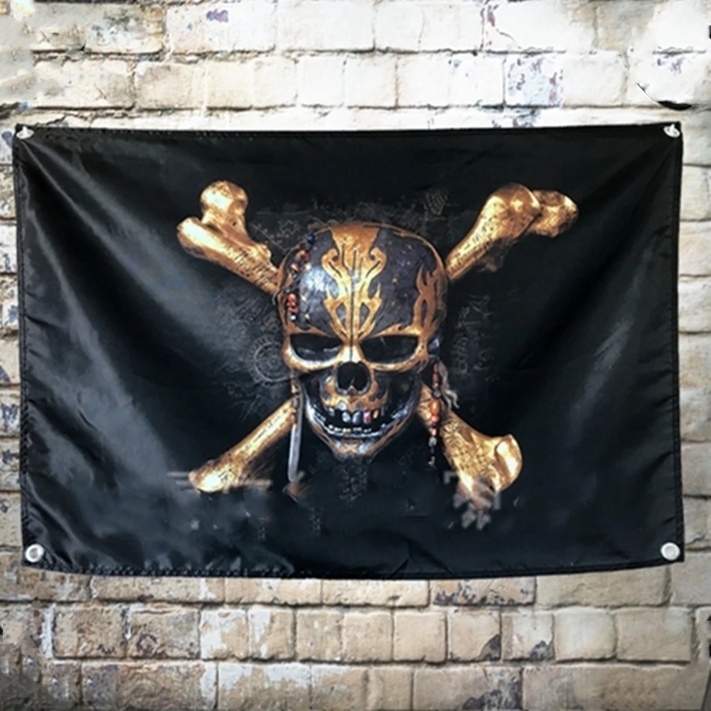 

Pirates of the Caribbean Hollywood Movie Flag Banner Wall Stickers Tapestry Wall Hanging Illustration Printed Wall Decoration