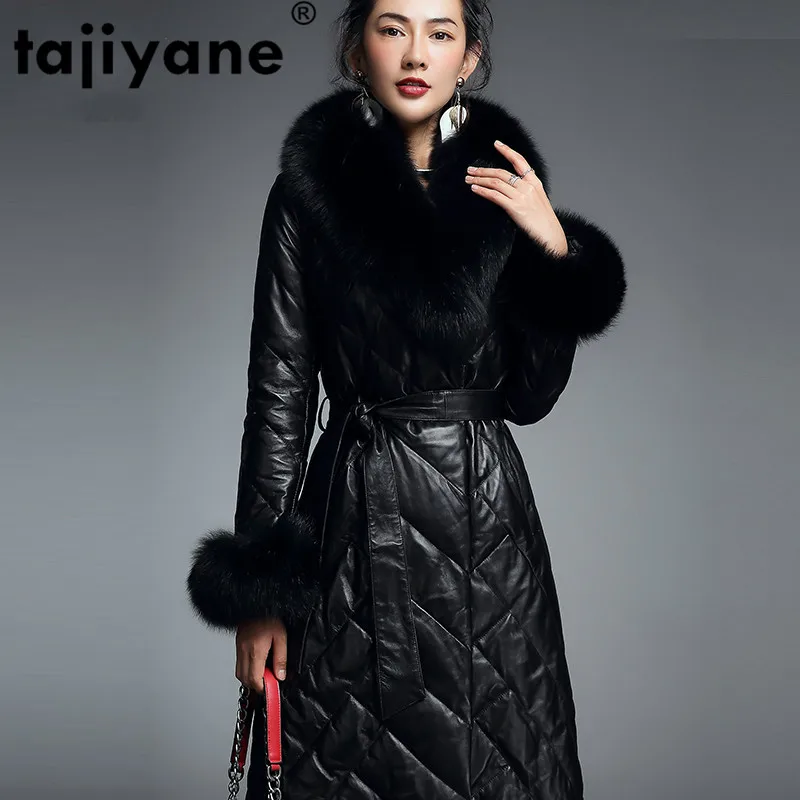 

Осенне-зимнее пальто женская одежда 2021 Лисий меховой воротник из натуральной овчины натуральная кожаная куртка в Корейском стиле в винтажн...